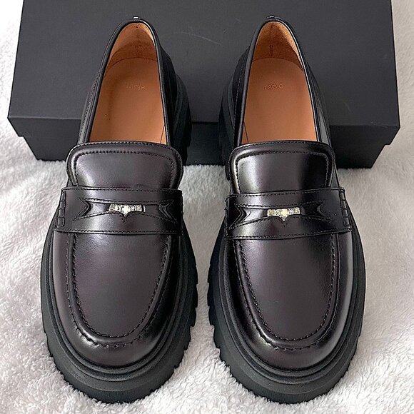 Maje Black Leather Moccasins Brand New Authentic - Picture 2 of 8
